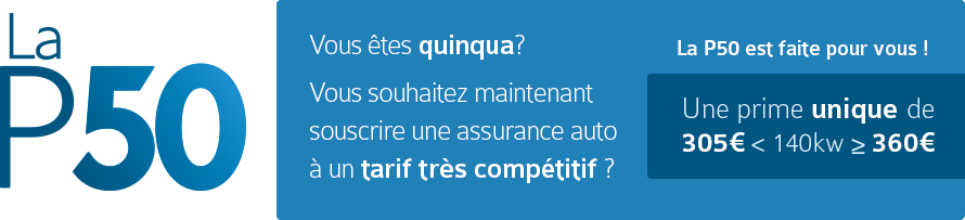 La P50, assurance Auto L'assurance Auto pour les 50 ans et +